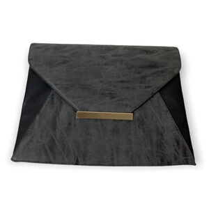 Emperia Black &  Grey Vegan Leather Envelope Clutch